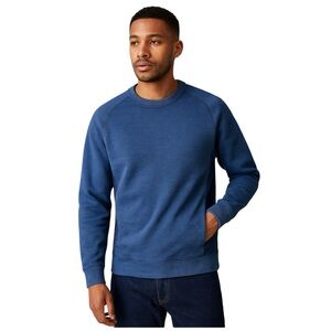 Minimalist Blue Crewneck Sweatshirt Side Pockets Unisex M